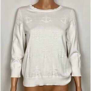 The Limited Women’s Size Small Nautical Anchor Sweater White